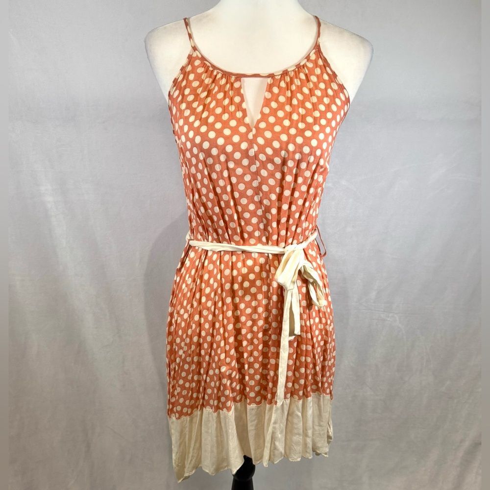 Peaches and Cream polka dot belted cotton blend dress size small